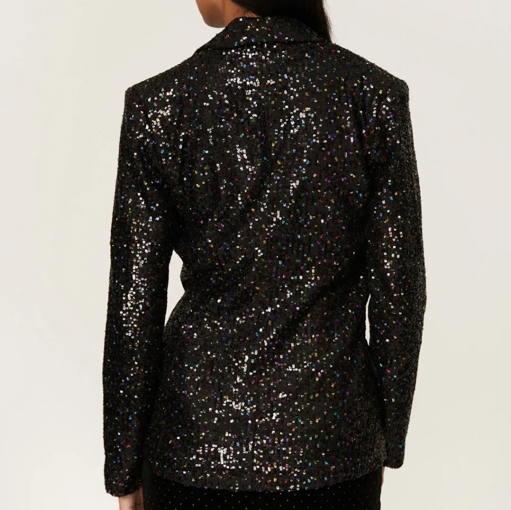 NWT MILLY Confetti Sequin Fitted Blazer in Black Multi - Picture 16 of 16